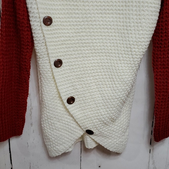 Cowl Cable Knit Asymmetrical Sweater, - Picture 3 of 4